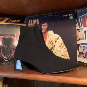 Metallic Heeled Sock Booties